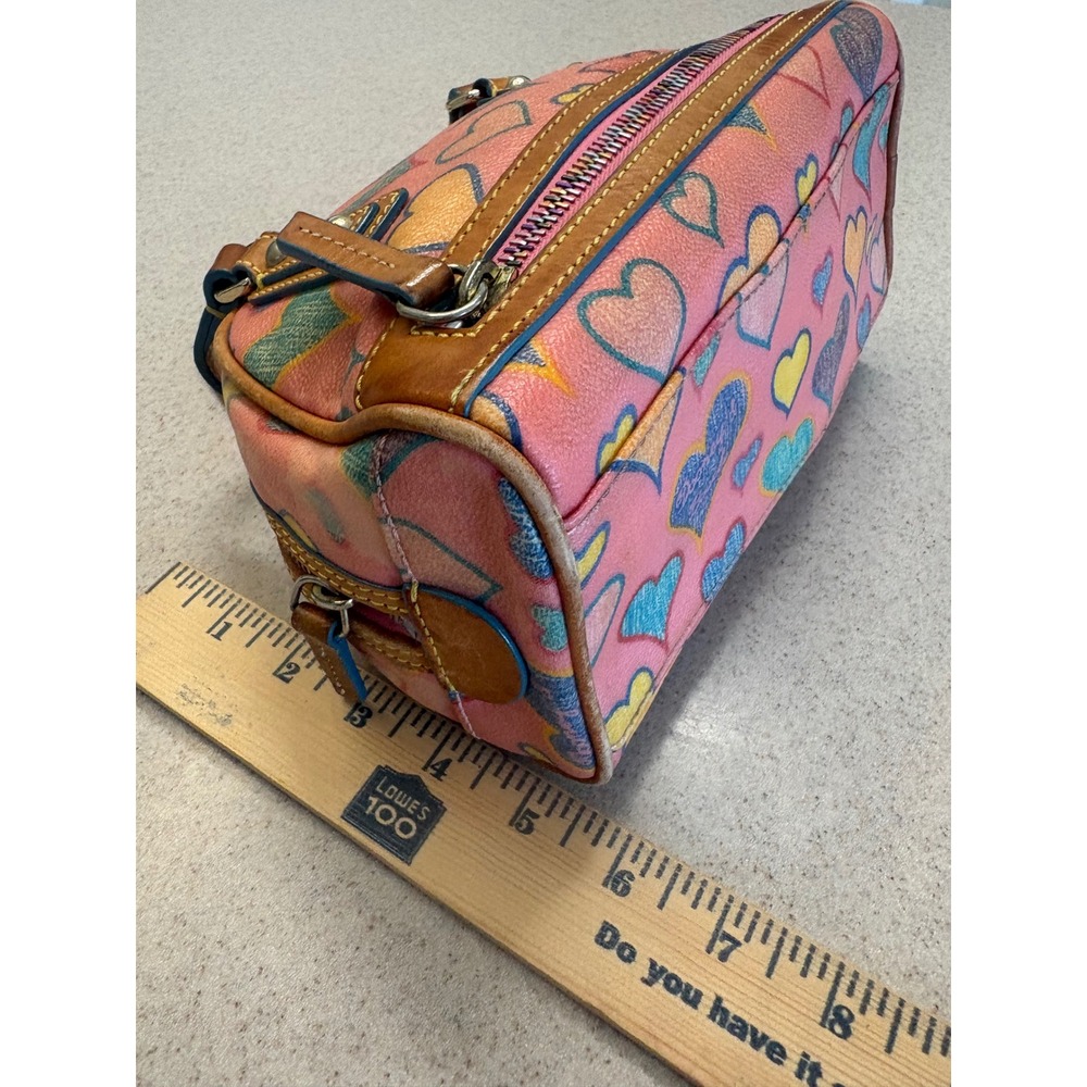 Dooney & Bourke Heart Print Mini Barrel Satchel Y2K Pink Bag - Picture 6 of 10